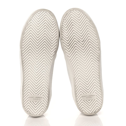 Saint Laurent Calfskin Nubuck Python Embossed Embroidered Womens Court Classic Sneakers 39 Optic White 5 of 8