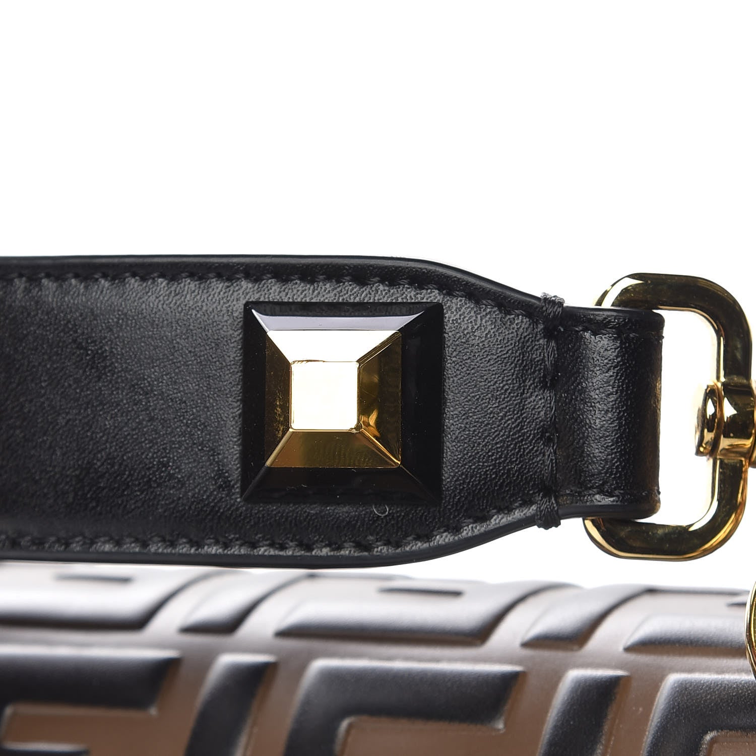 Fendi Vitello Liberty Bi-Color FF 1974 Embossed Kan I Shoulder Bag Black Maya 16 of 19