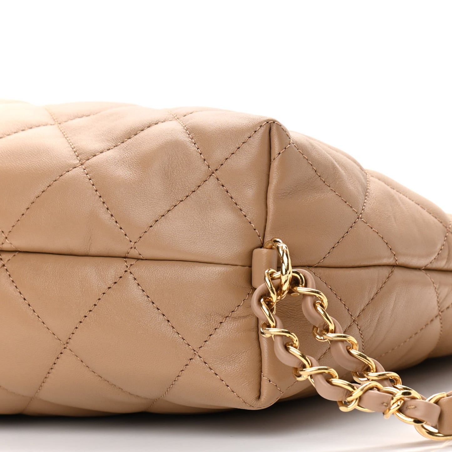 Lambskin Quilted Hobo Beige