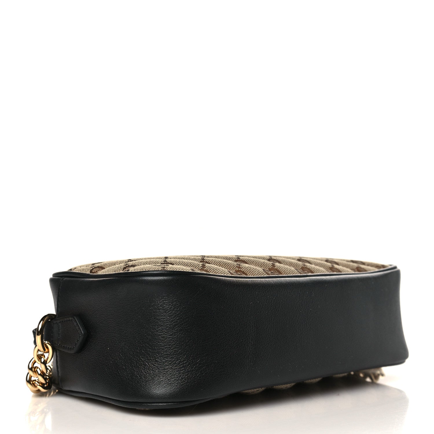 Gucci Monogram Matelasse Diagonal Small GG Marmont Chain Shoulder Bag Beige Black 4 of 10