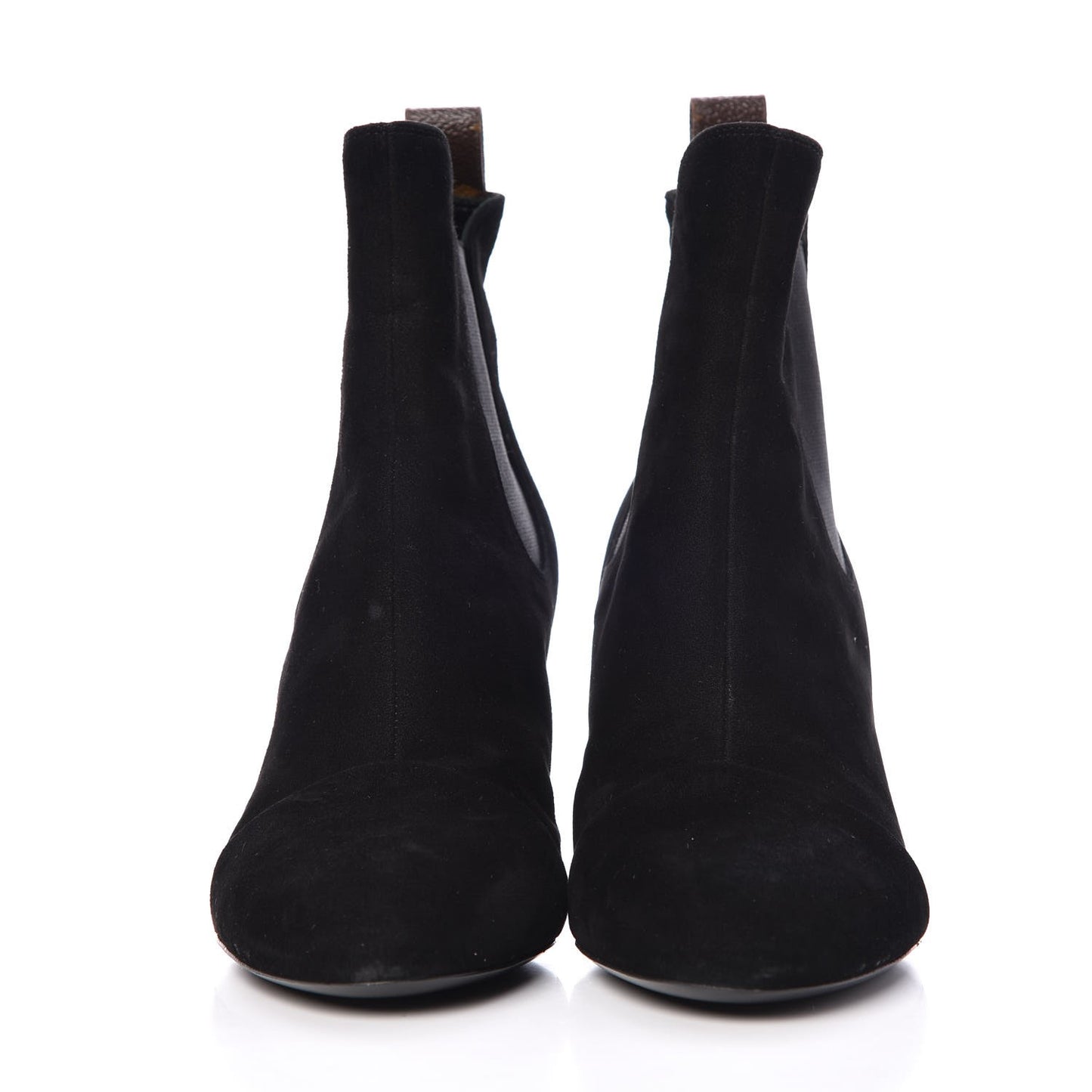 Suede Monogram Uniformes Cap Toe Chelsea 75mm Ankle Boots 38 Black