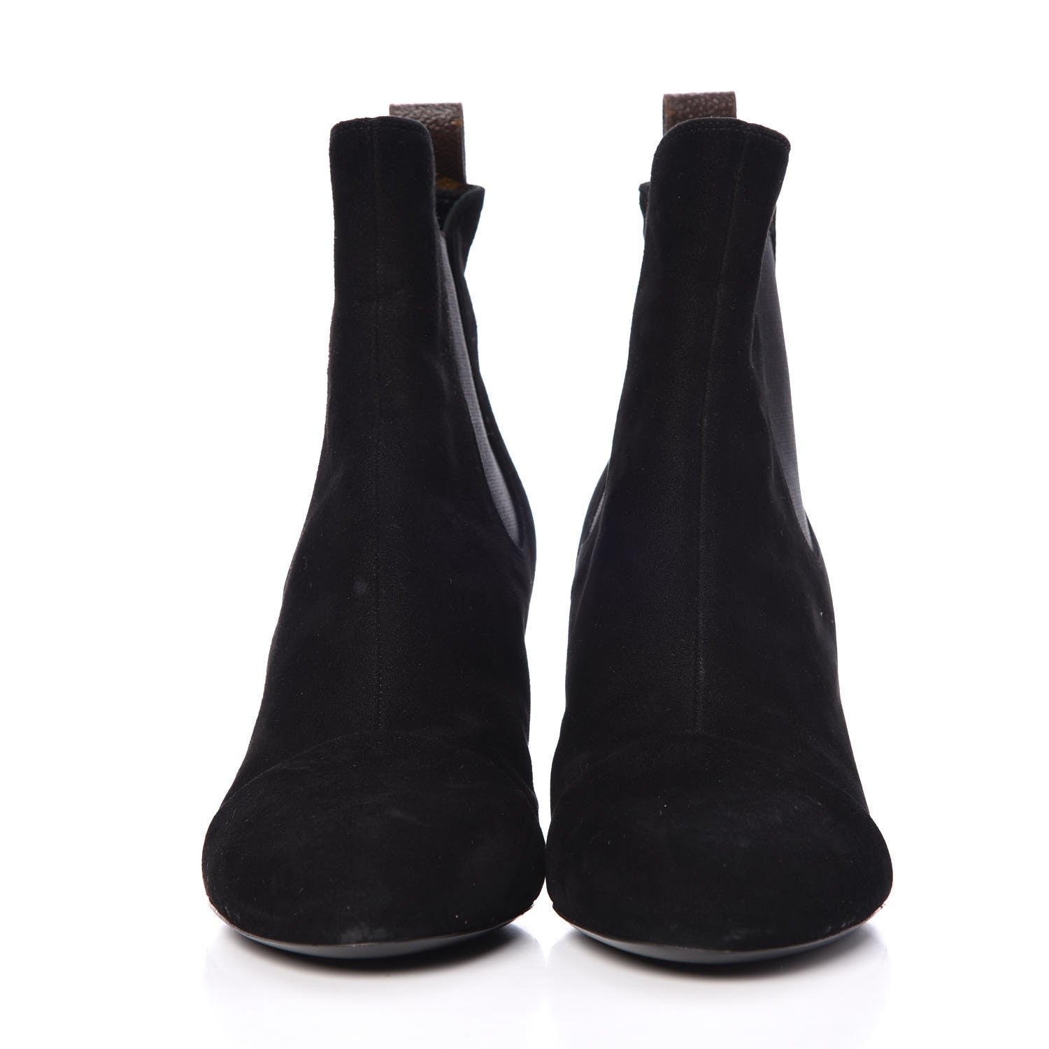 Louis Vuitton Suede Monogram Uniformes Cap Toe Chelsea 75mm Ankle Boots 38 Black 2 of 11