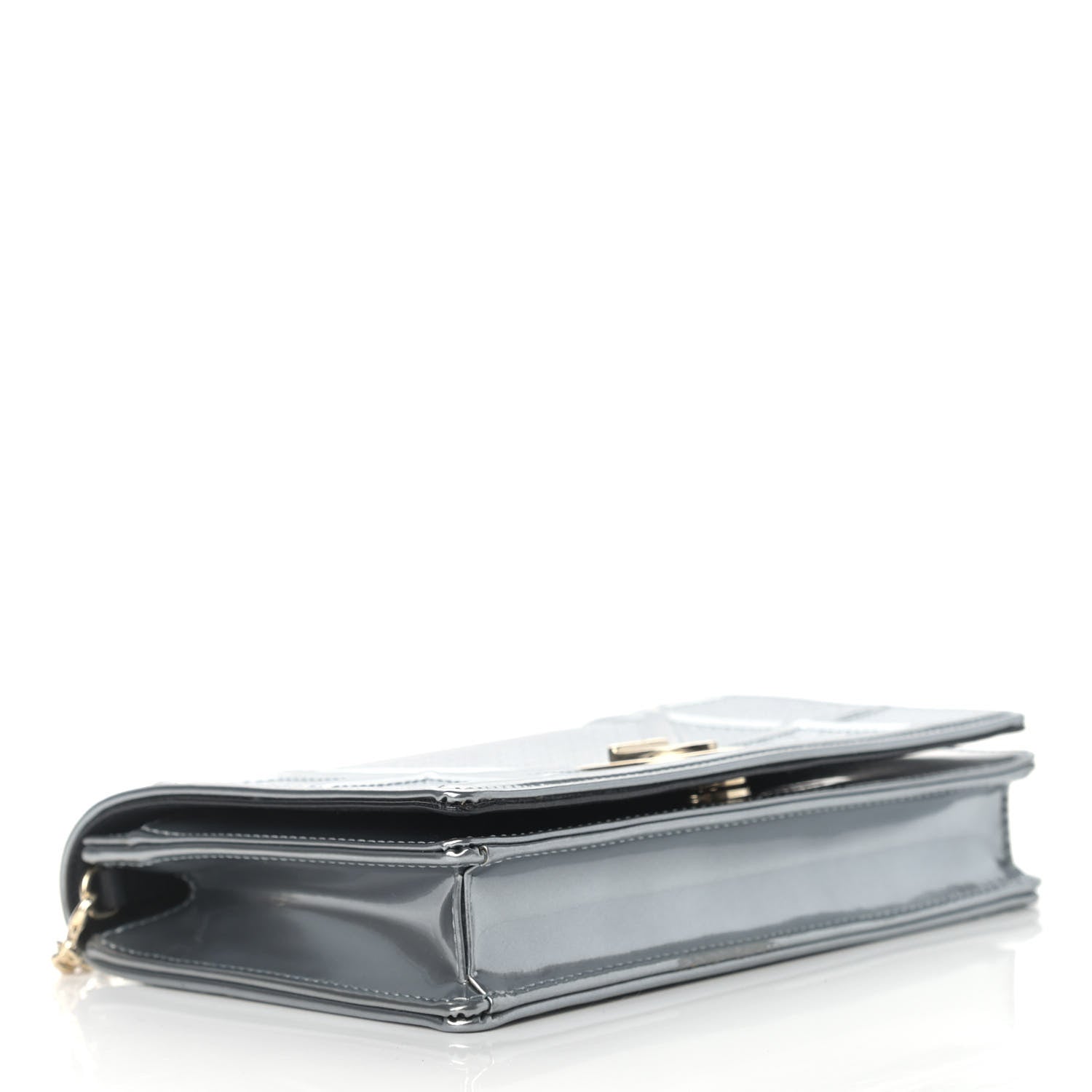 Christian Dior Metallic Patent Micro-Cannage Mini Diorama Flap Bag Silver 3 of 13