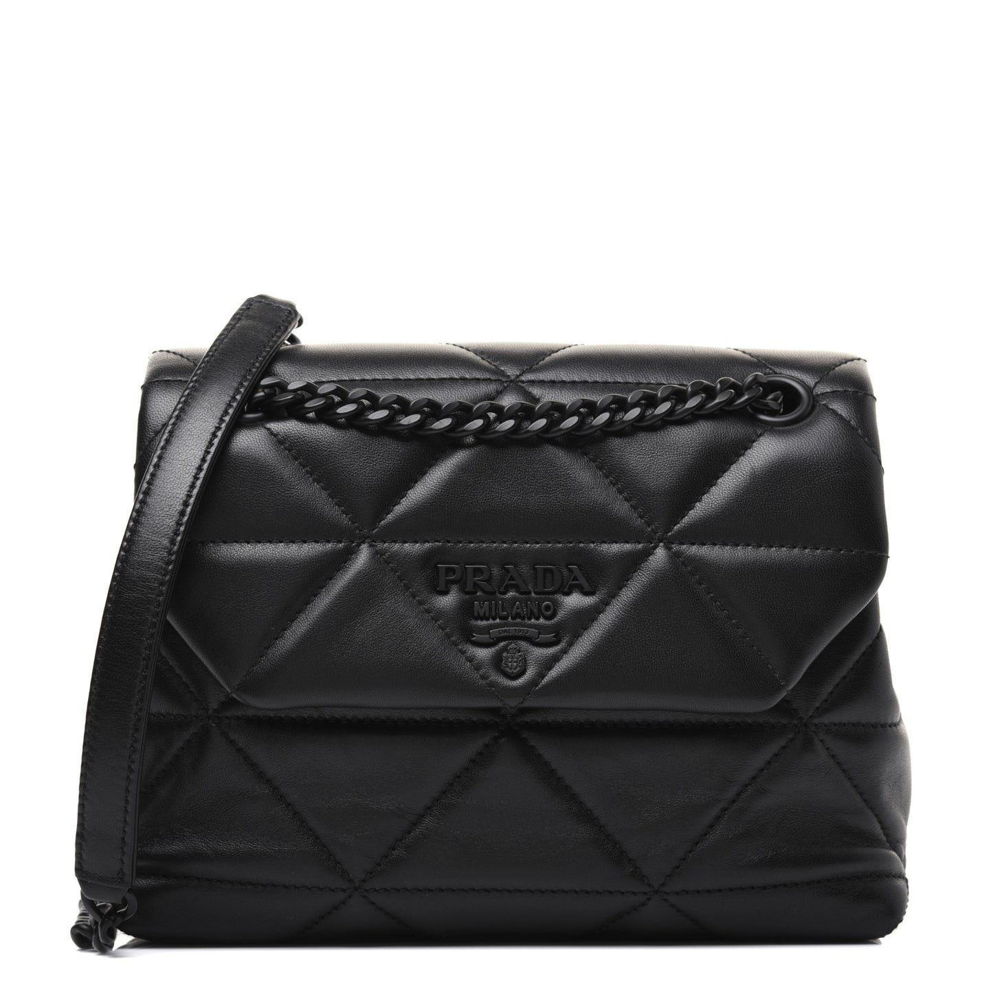 Nappa Triangle Stitched Small Spectrum Bag Black