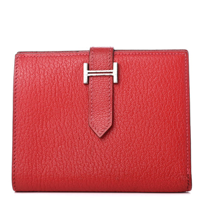 Hermes Chevre Mysore Bearn Compact Wallet Rouge Vif 1 of 8