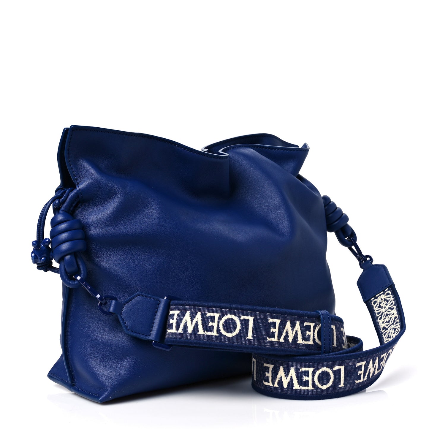 Satin Calfskin Monochrome Flamenco Knot Clutch Deep Purple Glaze