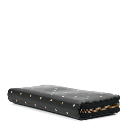 Christian Dior Calfskin Stars Voyageur Zip Around Wallet Black 9 of 13