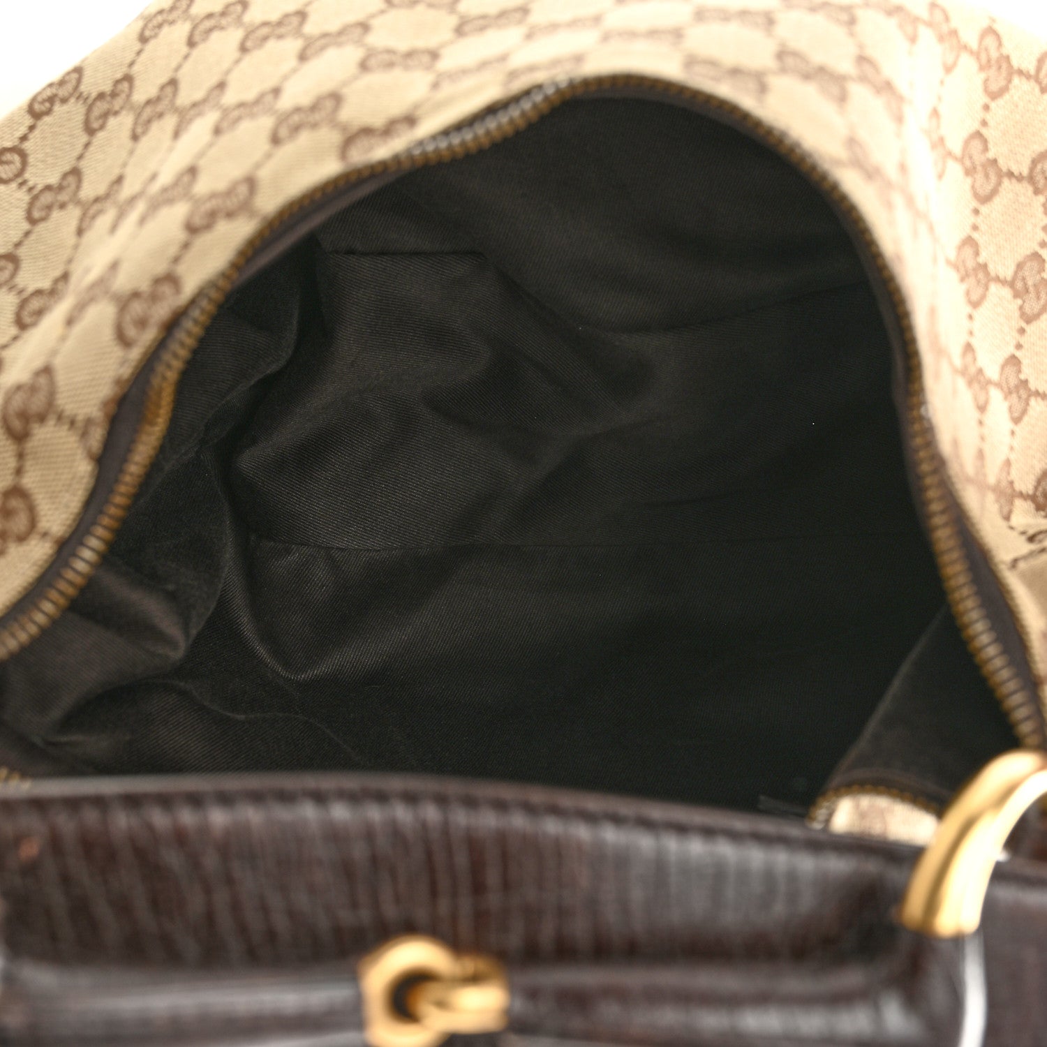 Gucci Monogram Medium Horsebit Chain Hobo Dark Brown 5 of 10