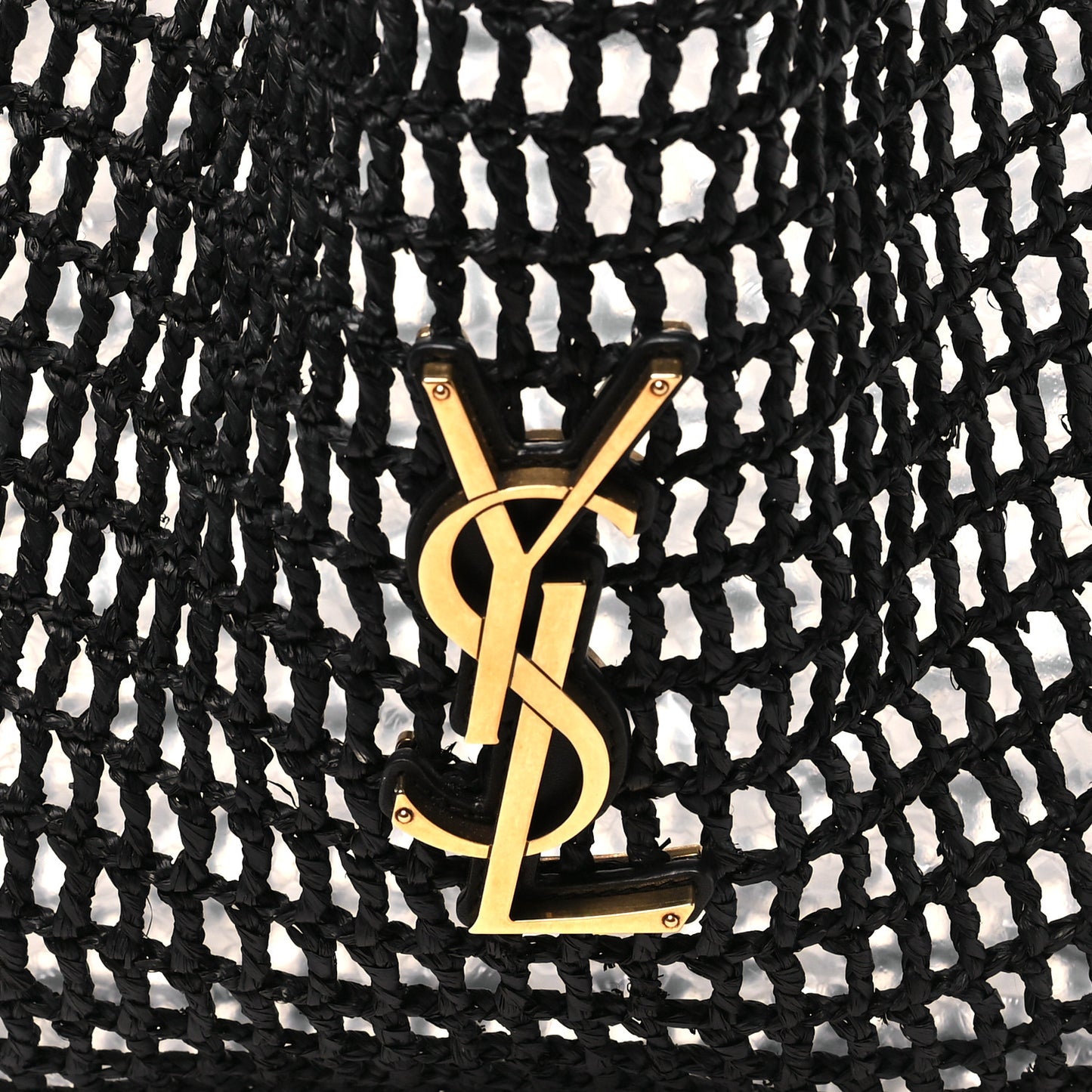 Raffia Calfskin Oxalis Shoulder Bag Black