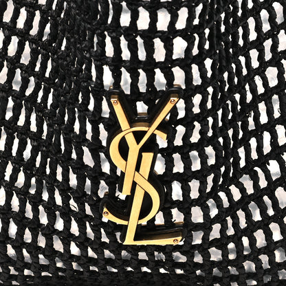 Saint Laurent Raffia Calfskin Oxalis Shoulder Bag Black 8 of 10
