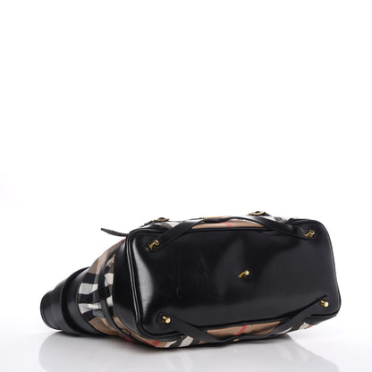 Burberry House Check Bridle Calfskin Medium Lynher Tote Black 4 of 8