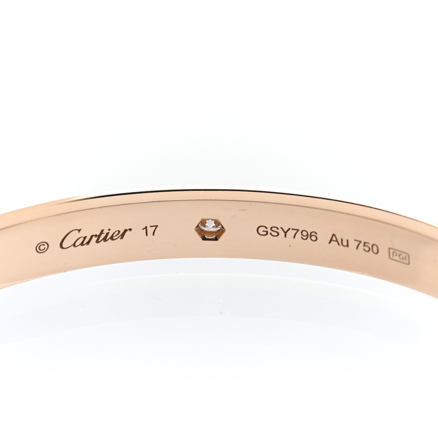 18K Yellow Gold 1 Diamond LOVE Cuff Bracelet 17
