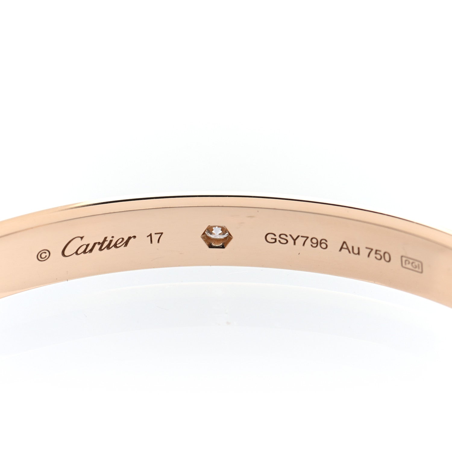 Cartier 18K Yellow Gold 1 Diamond LOVE Cuff Bracelet 17 4 of 6