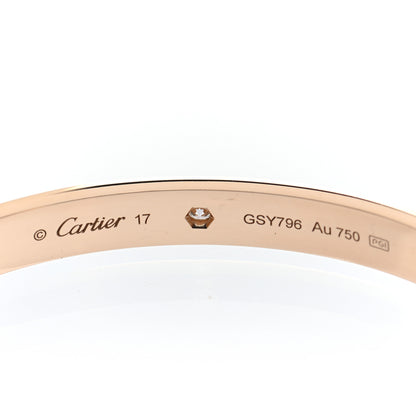 Cartier 18K Yellow Gold 1 Diamond LOVE Cuff Bracelet 17 4 of 6