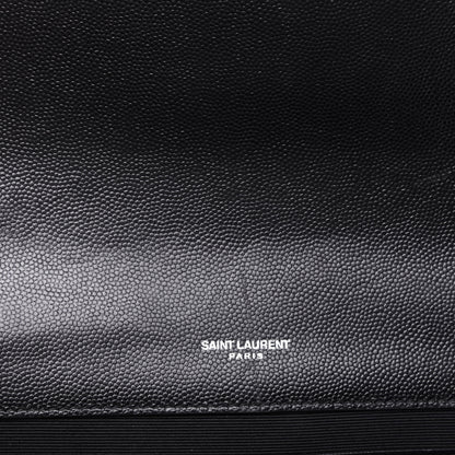 Saint Laurent Grain De Poudre Textured Mixed Matelasse Triquilt Medium Monogram Satchel Black 9 of 16