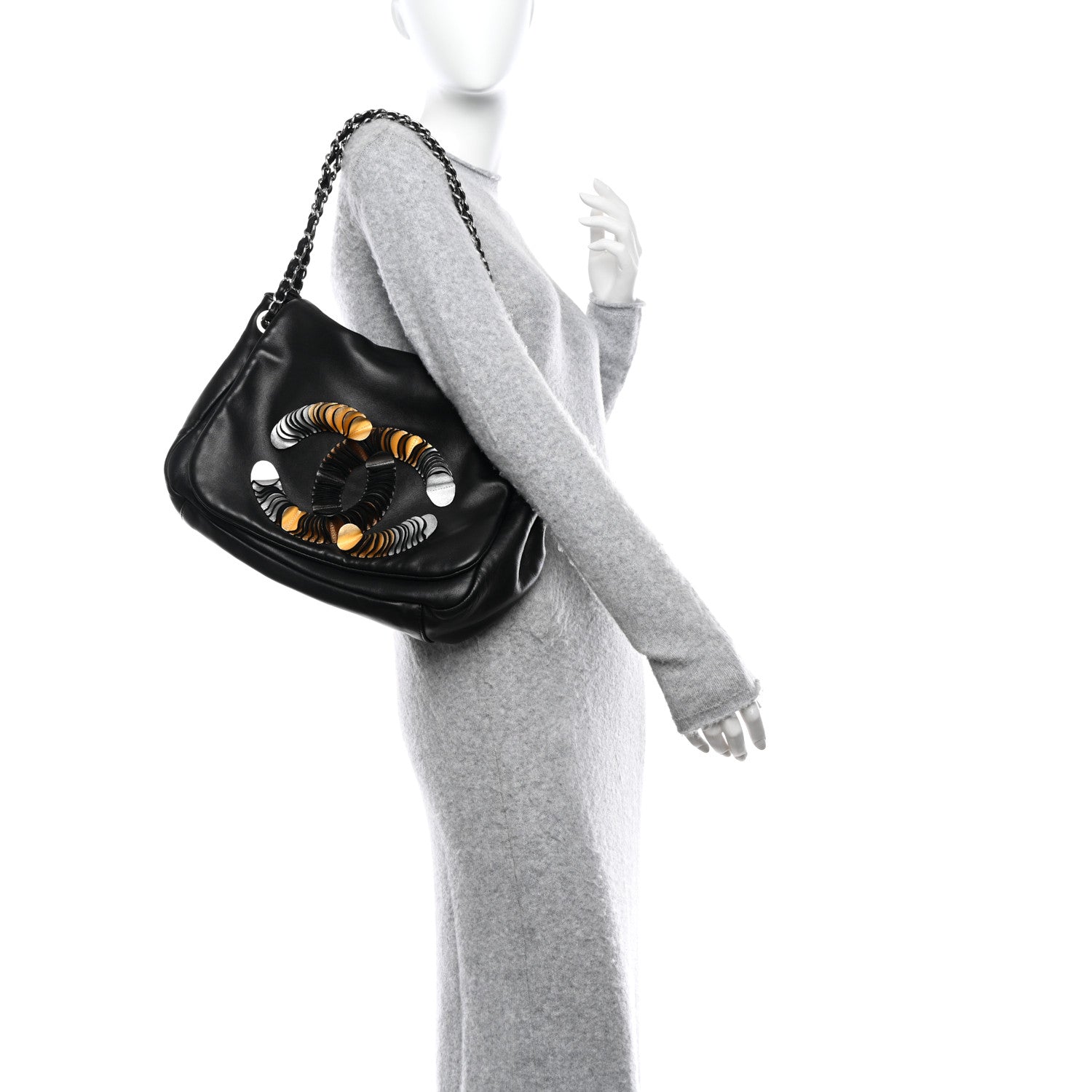 Chanel Lambskin CC Disc Accordion Flap Black 2 of 12