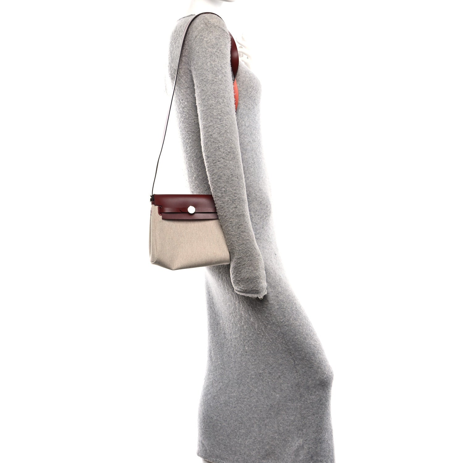 Hermes Toile H Viking Vache Hunter Herbag Zip Retourne 20 Ecru Beige Rouge H 2 of 10
