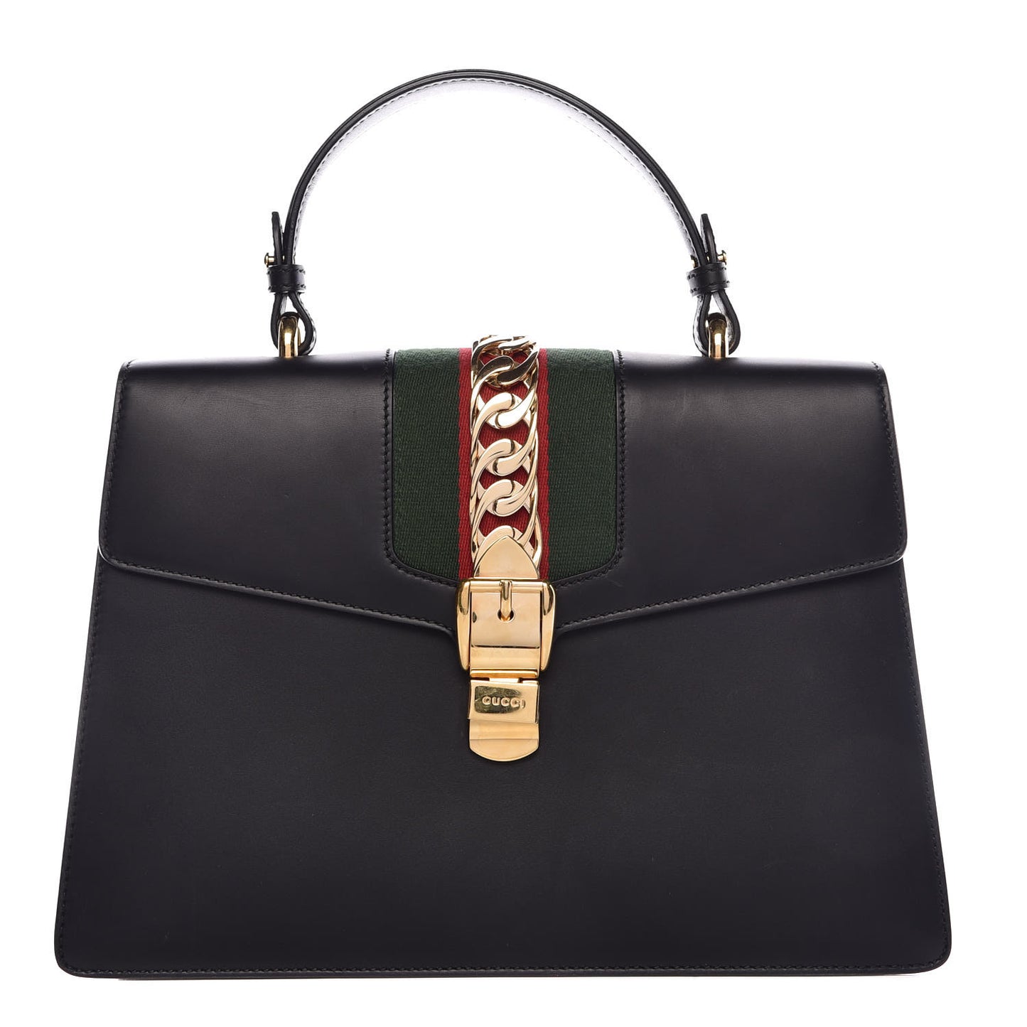 Calfskin Medium Sylvie Top Handle Bag Black