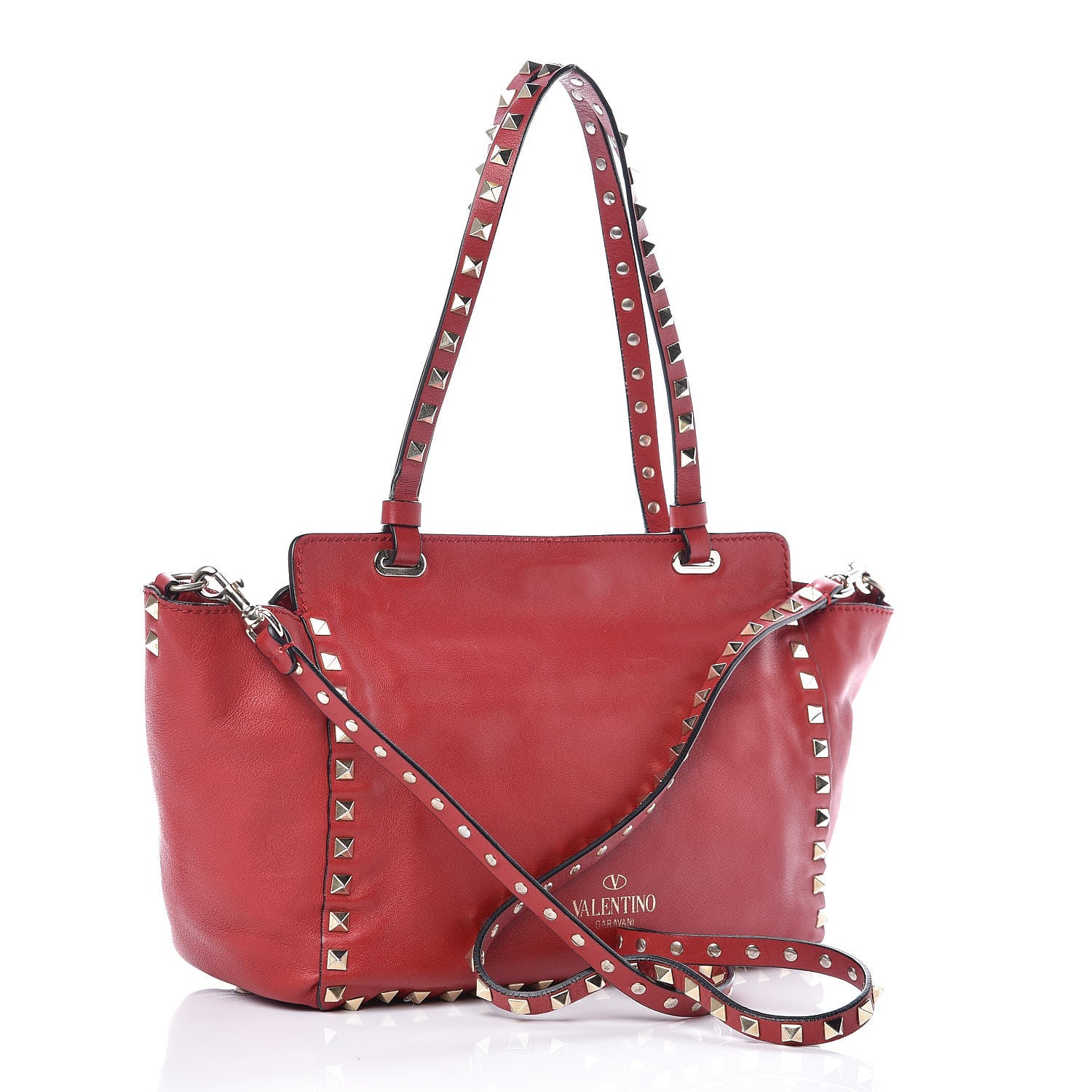 Valentino Garavani Vitello Small Rockstud Tote Rosso Valentino 3 of 9