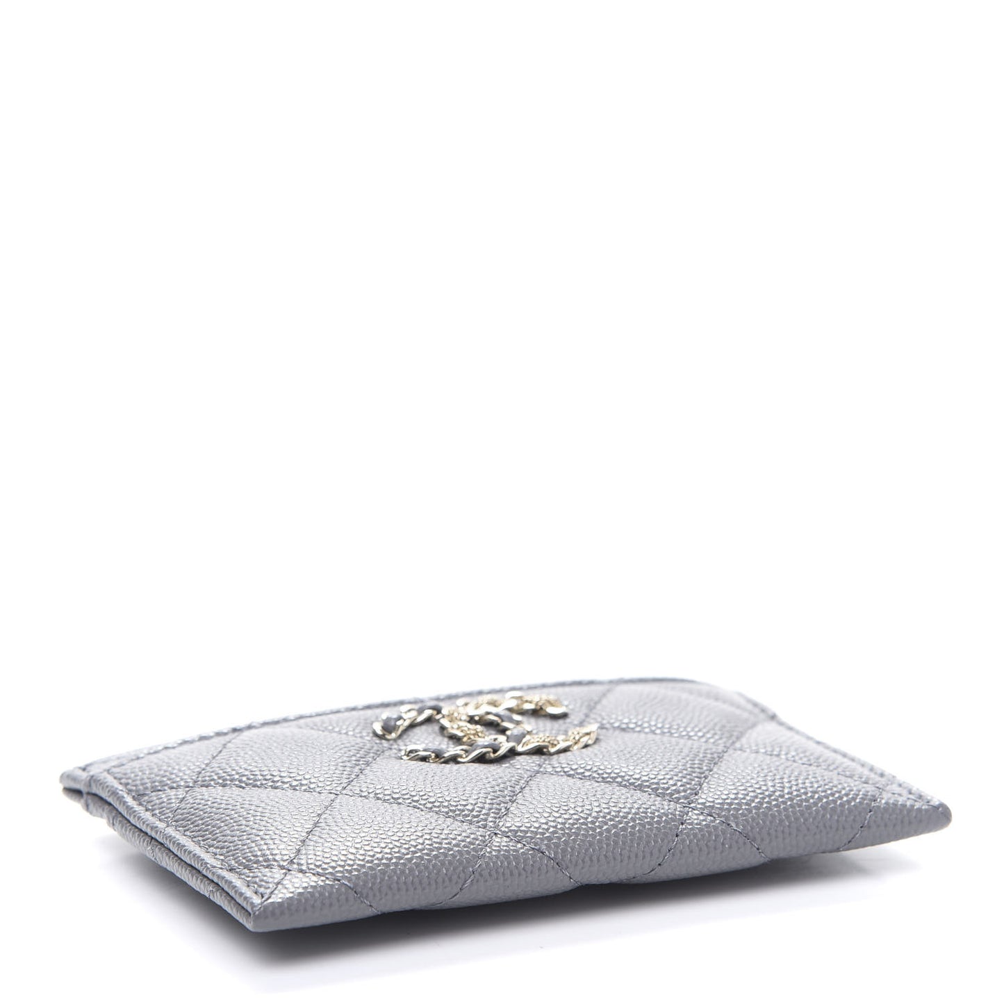 Caviar Quilted French New Wave Card Holder Grey