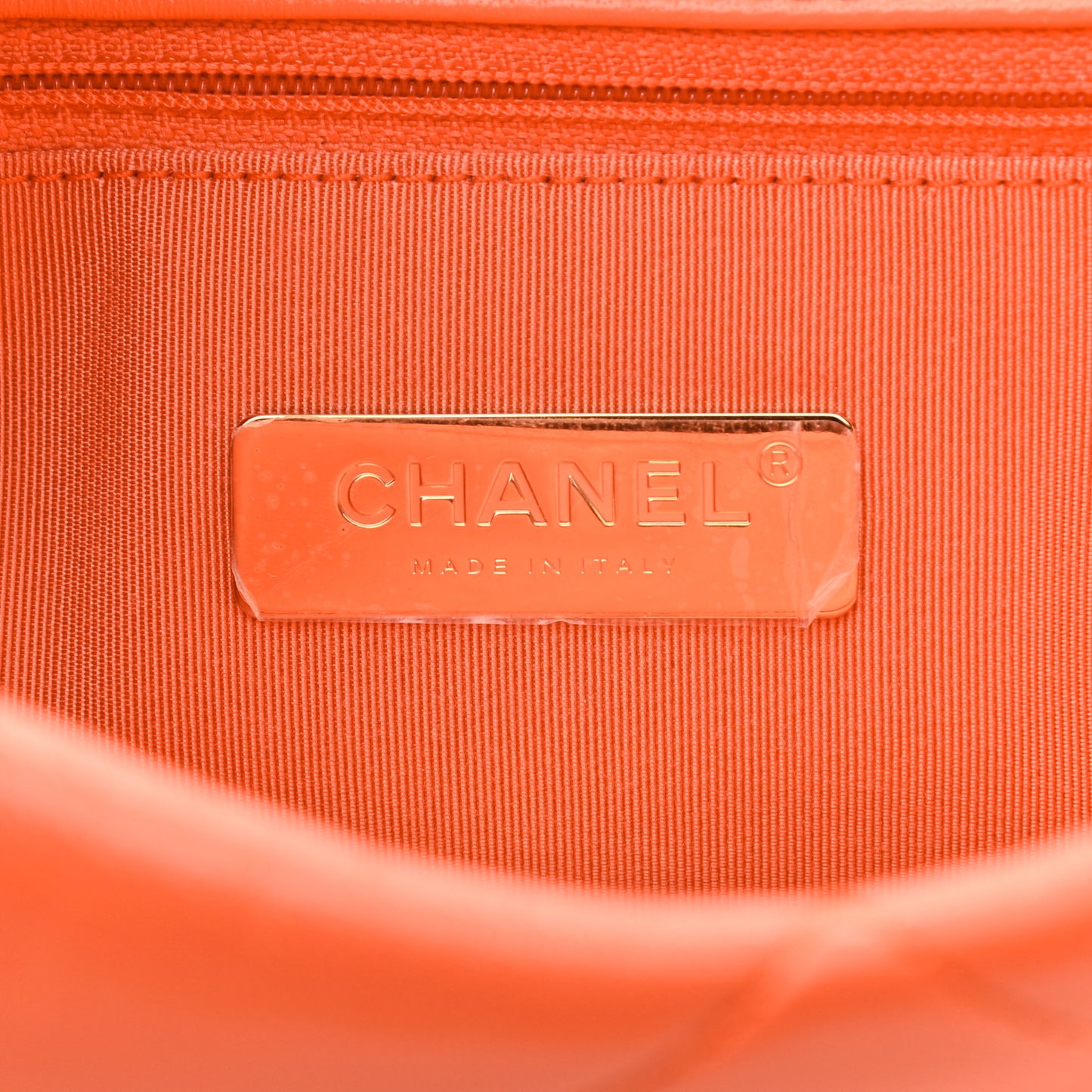 Lambskin Quilted Large Chanel 19 Flap Orange