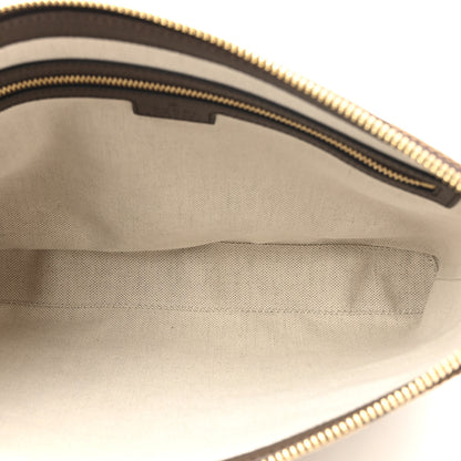 Gucci Monogram Jumbo GG Textured Dollar Calfskin Web Wristlet Messenger Bag Camel Ebony New Acero 5 of 10
