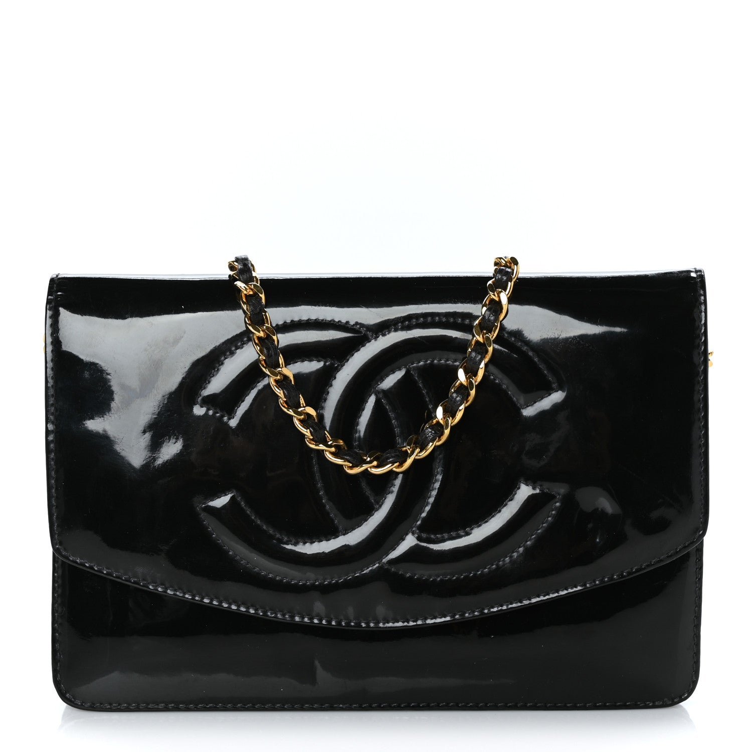 Chanel Patent Timeless CC Wallet On Chain WOC Black 1 of 8