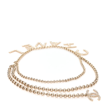 Chanel Metal Crystal 90's Icon Logo Chain Belt Gold 2 of 4