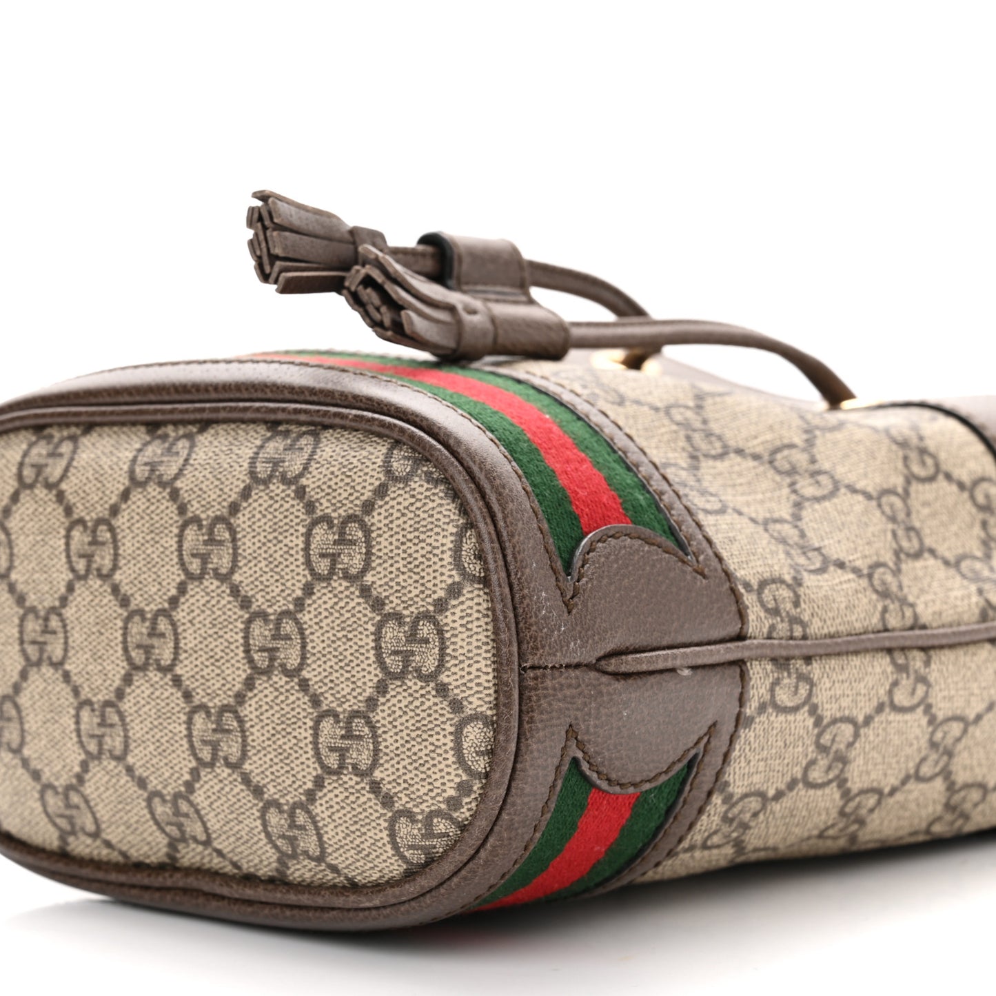 GG Supreme Monogram Web Mini Ophidia Bucket Bag Brown