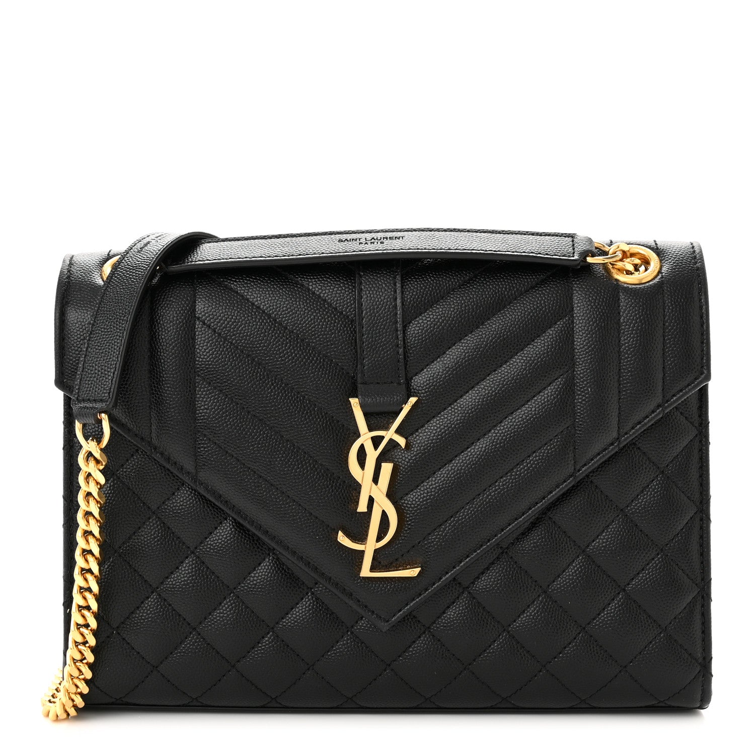Saint Laurent Grain De Poudre Textured Mixed Matelasse Triquilt Medium Monogram Satchel Black 1 of 11