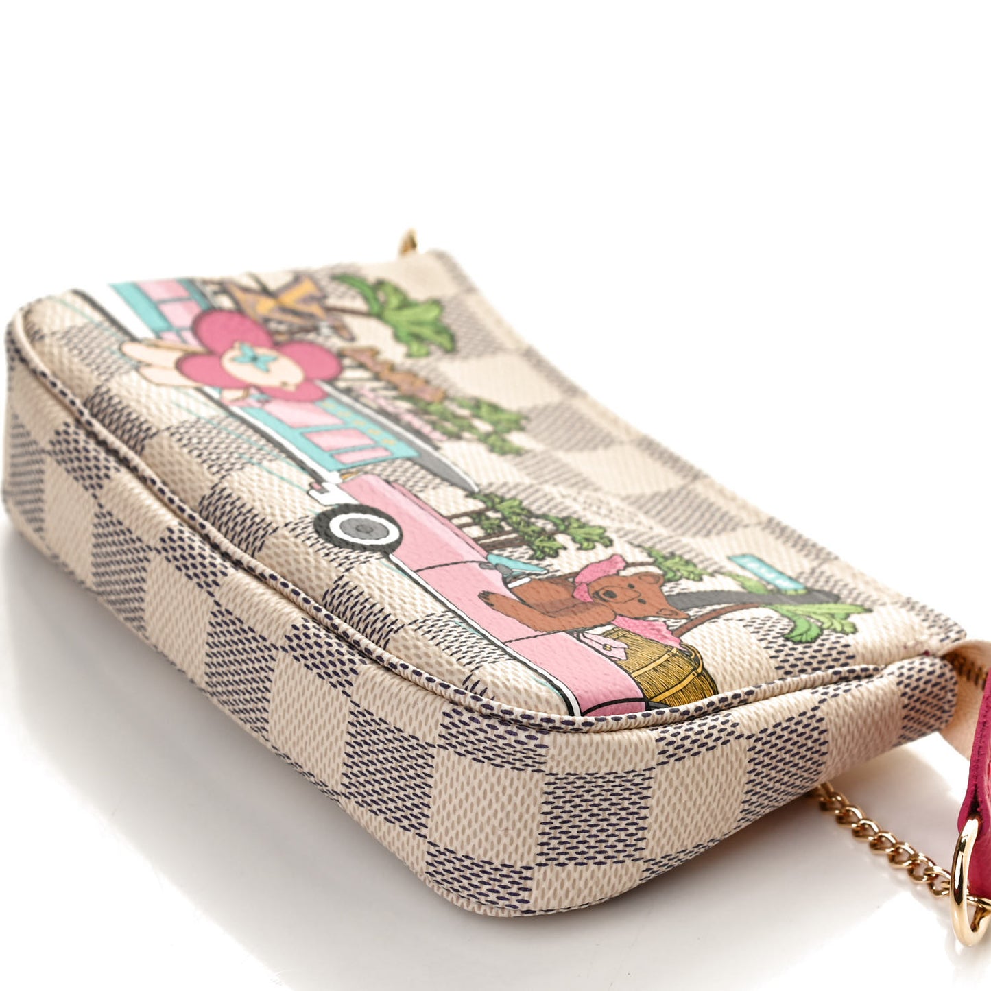 Damier Azur 2021 Christmas Animation Hollywood Mini Pochette Accessories Fuchsia