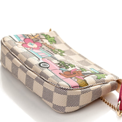 Louis Vuitton Damier Azur 2021 Christmas Animation Hollywood Mini Pochette Accessories Fuchsia 9 of 11