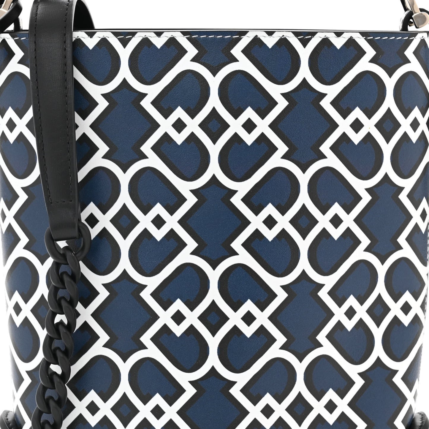 Smooth Calfskin Print Mini Pin Bucket Navy Black