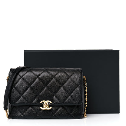 Chanel Shiny Caviar Quilted Small Chain Melody Flap Black 10 of 10