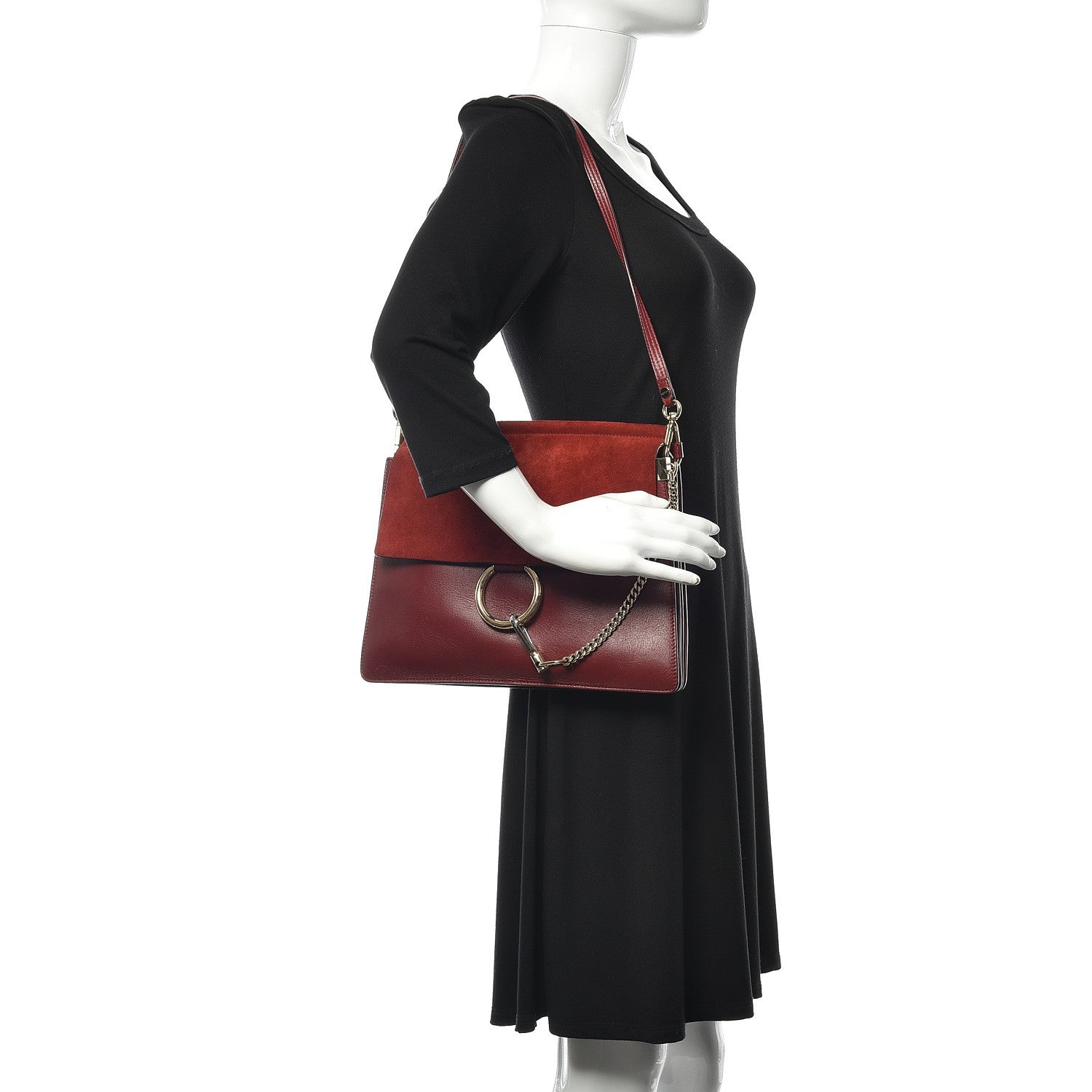 Chloe Calfskin Suede Medium Faye Shoulder Bag Plum Purple 2 of 12
