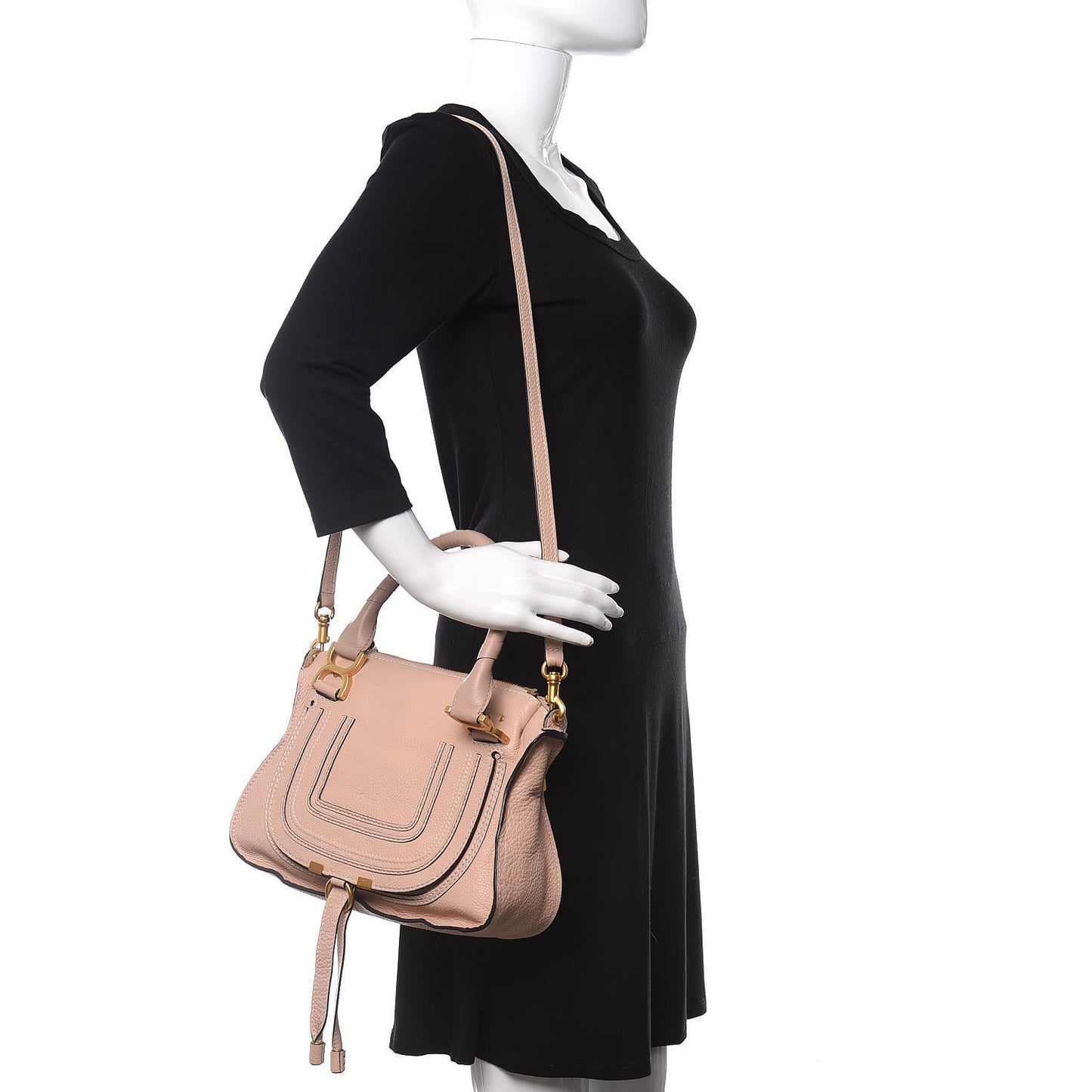 Calfskin Small Marcie Satchel Blush Nude
