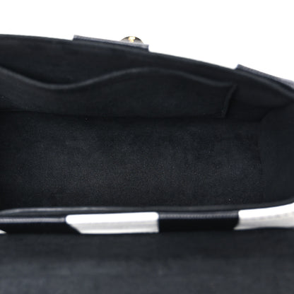 Louis Vuitton Calfskin Damier Tressage Twist Shoulder Bag MM Black White 5 of 10