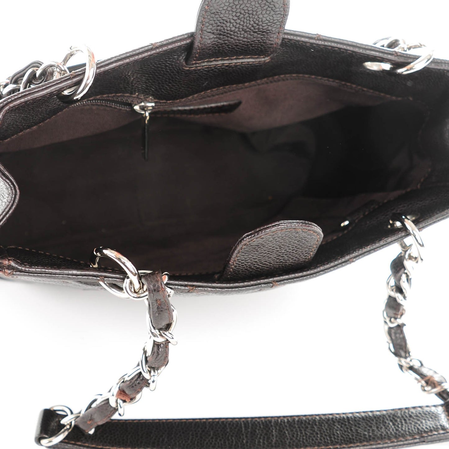 Caviar Petit Shopping Tote PST Dark Brown