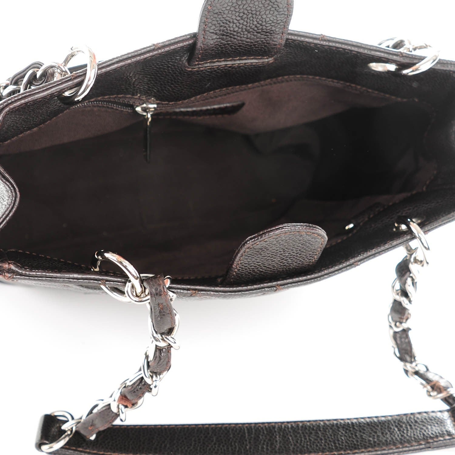 Chanel Caviar Petit Shopping Tote PST Dark Brown 5 of 7