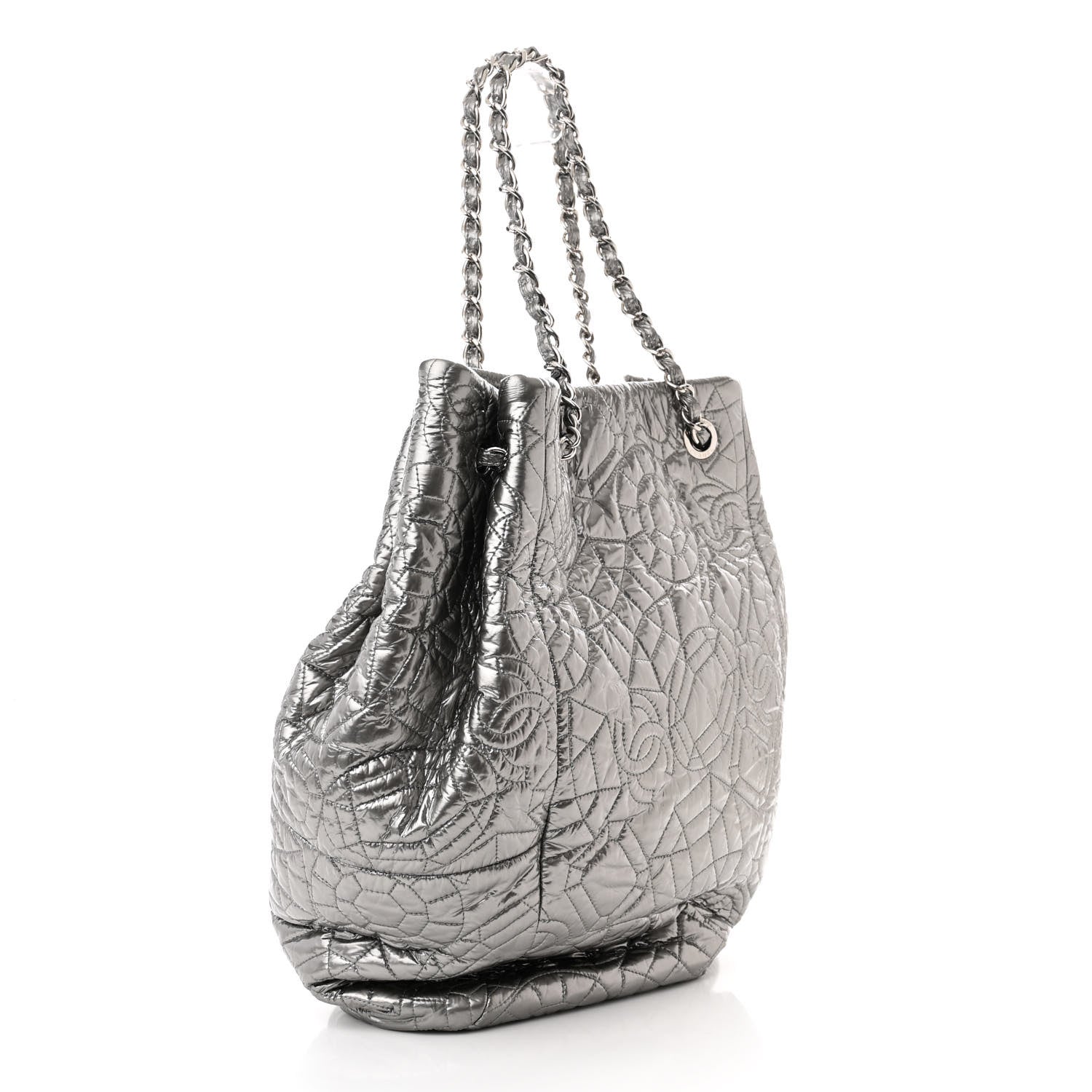 Chanel Vinyl Graphic Edge Tote Silver 3 of 11