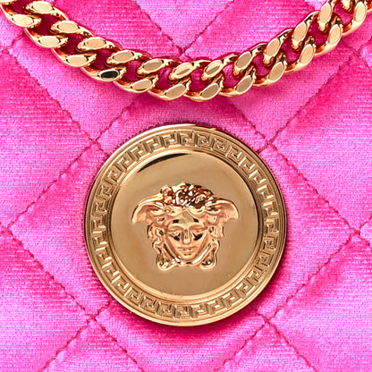 Versace Velvet Quilted Medusa Chain Crossbody Pink 9 of 11