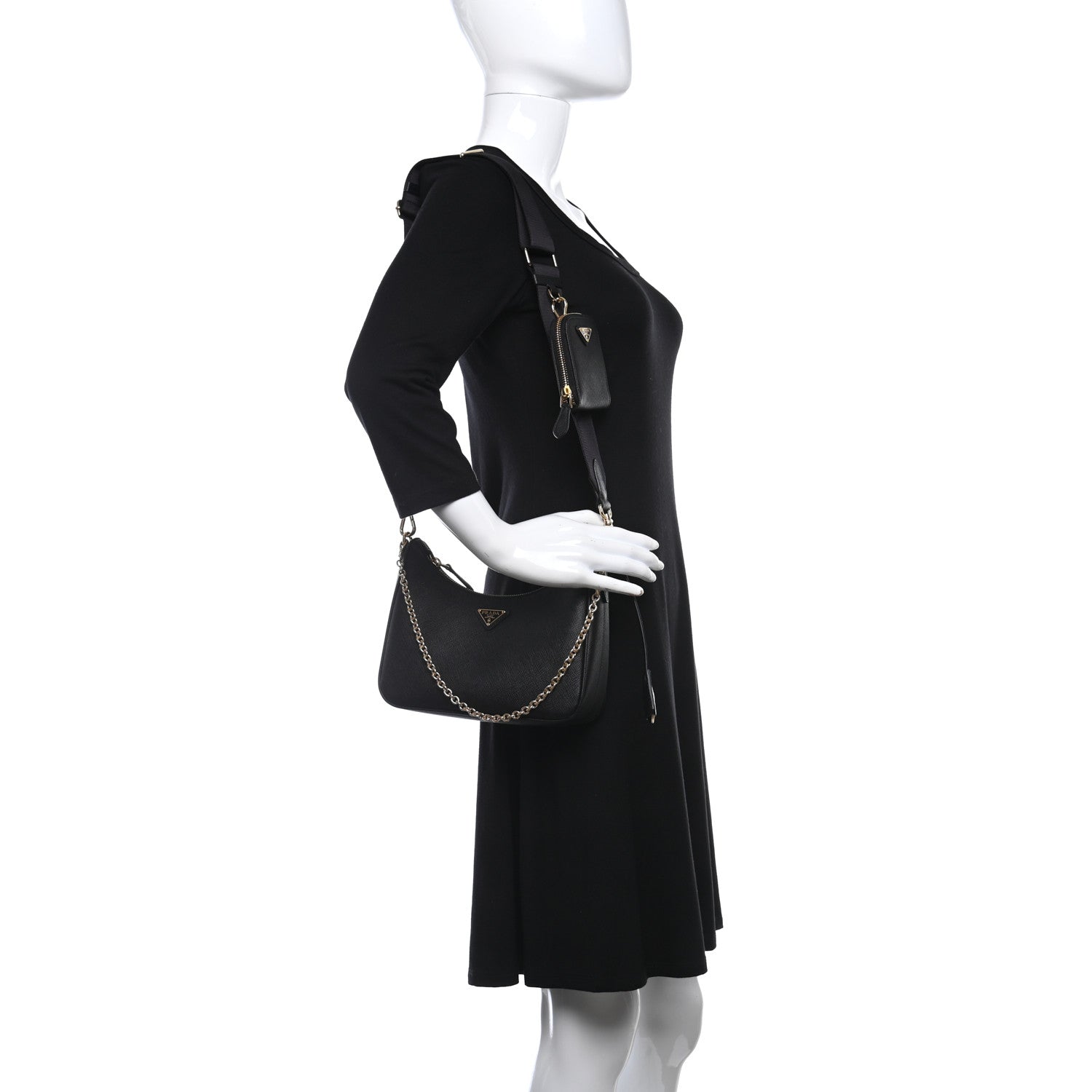 Prada Saffiano Lux Re-Edition 2005 Shoulder Bag Black 2 of 10