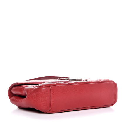 Saint Laurent Sheepskin Matelasse Chevron Medium Monogram Chain Bag Red 4 of 8