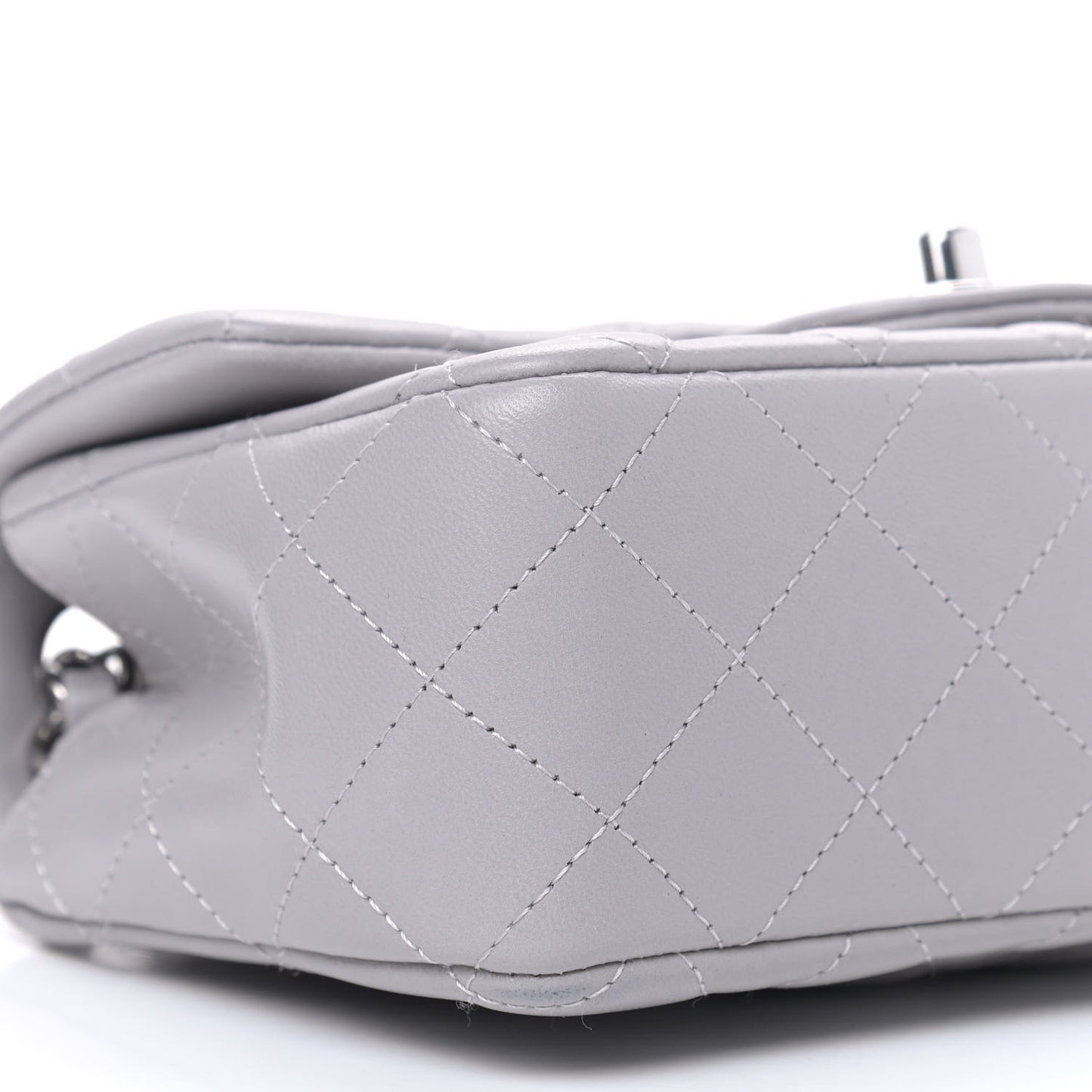 Lambskin Quilted Mini Rectangular Flap Grey