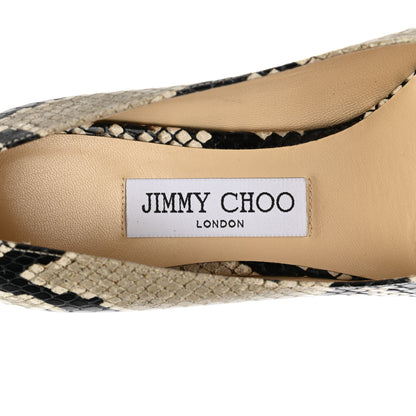 Jimmy Choo Calfskin Snake Print Pointy Toe Rene 75 Pumps 37.5 Black Natural 7 of 8