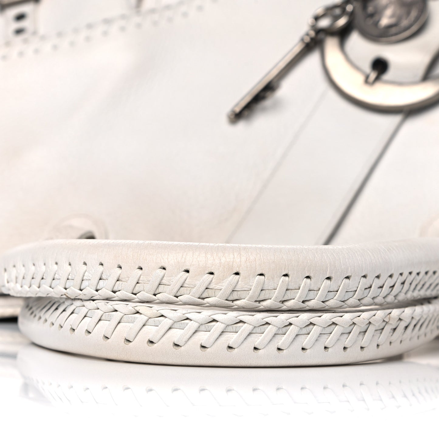 Calfskin Braided Gaucho Double Saddle Bag White