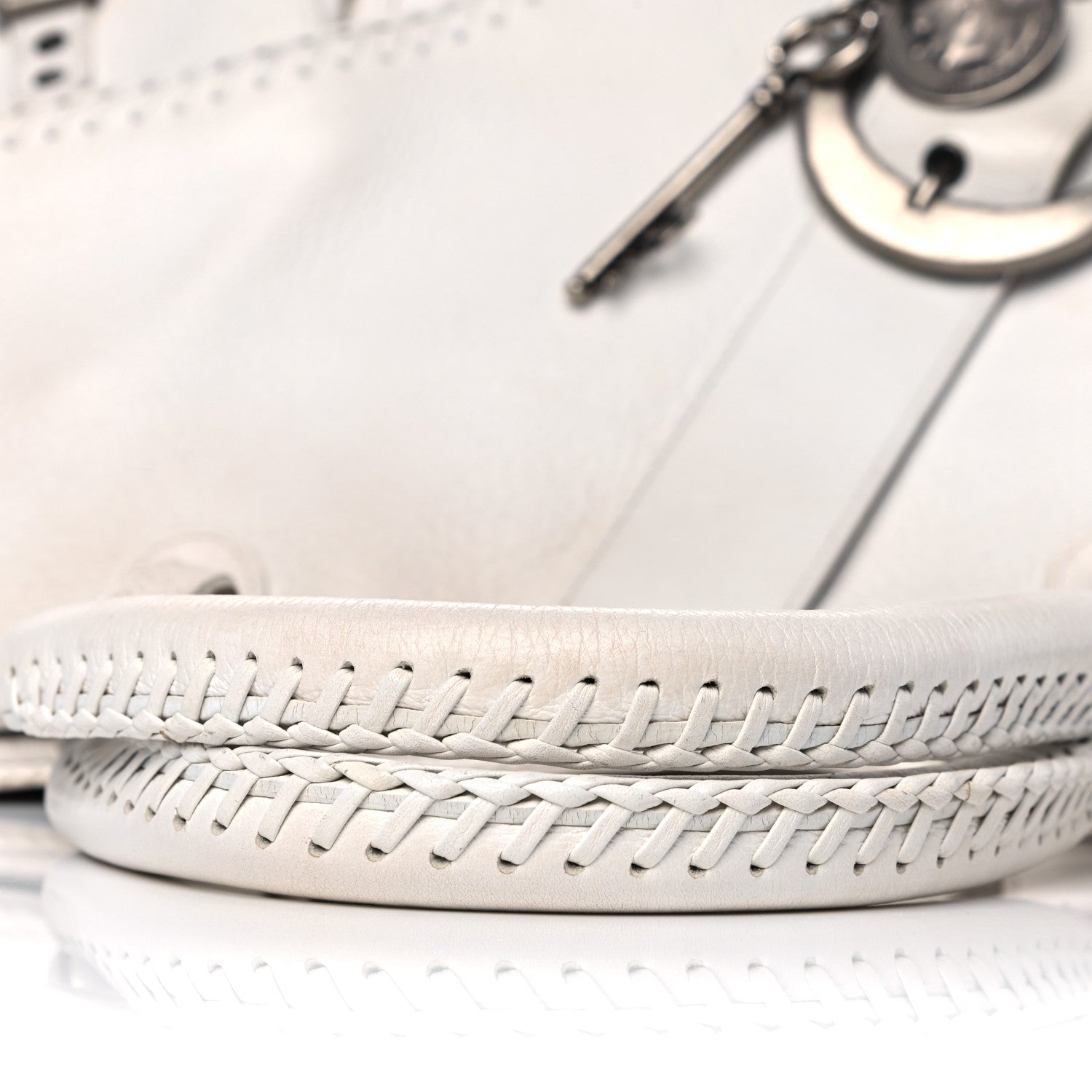 Christian Dior Calfskin Braided Gaucho Double Saddle Bag White 20 of 21