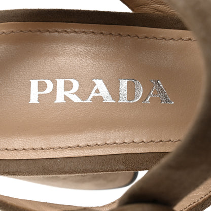 Prada Suede Crisscross Platform 20/65mm Sandals 37.5 Taupe 7 of 8