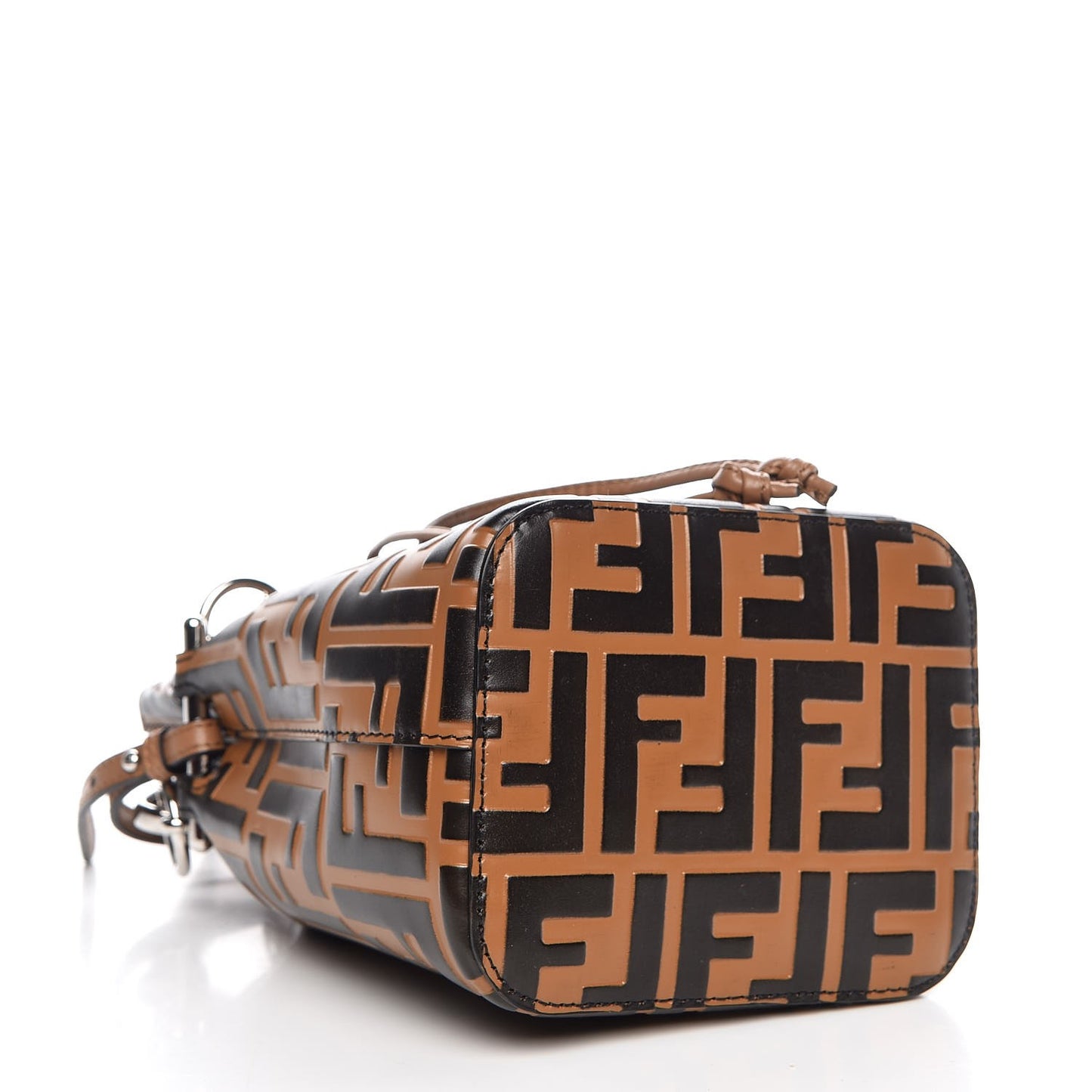 Vitello Liberty F is Fendi FF Embossed Mini Mon Tresor Bucket Bag Tobacco Black