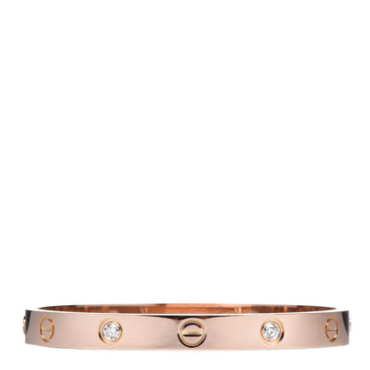 Cartier 18K Pink Gold 4 Diamond LOVE Bracelet 16 1 of 6